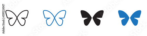 Butterfly icon Flat line symbol