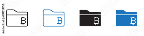 Folder bitcoin icon Flat line symbol