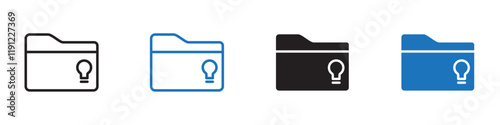 Folder bulb icon Flat line symbol