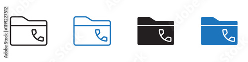 Folder phone icon Flat line symbol