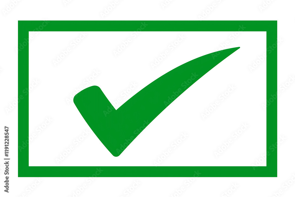 dark green check mark with matte finish, enclosed in rectangular border, symbolizing approval, confirmation, or success, isolated on transparent background dark green check mark with matte finish, enclosed in rectangular border, symbolizing approval, confirmation, or success, isolated on transparent background