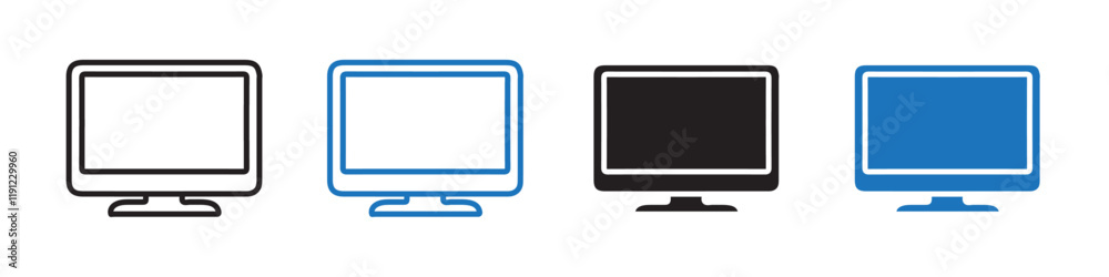 monitor icon Flat line symbol monitor icon Flat line symbol