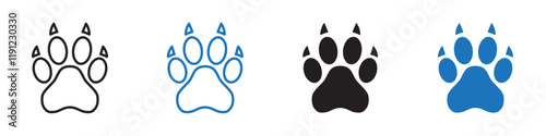 Paw icon Flat line symbol