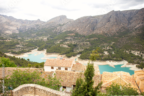 View of the Guadalest lake and the ancient castle in the Spanish province of Alicante