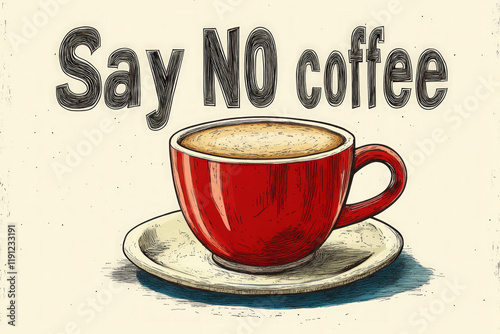 Say No To Coffee Text Illus...