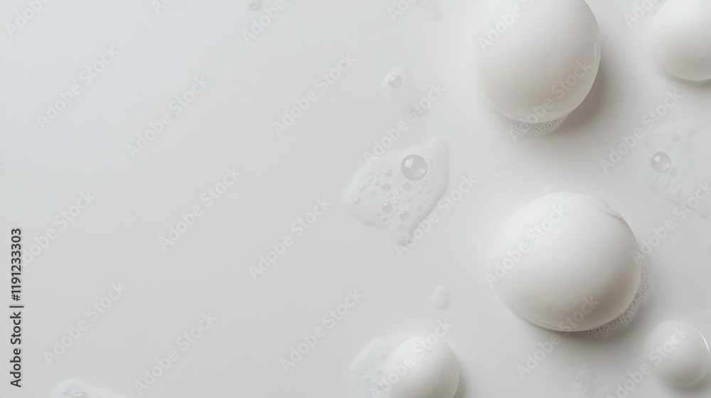 White Bubbles Floating In A White Liquid Background White Bubbles Floating In A White Liquid Background