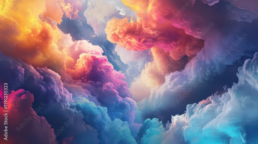 Naklejka premium Vibrant Abstract Cloudscape in Colorful Hues 