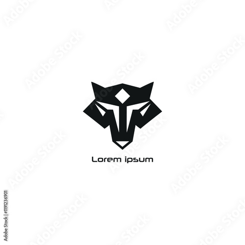 Wolf Head Silhouette Iconic Design Flat Minimal photo