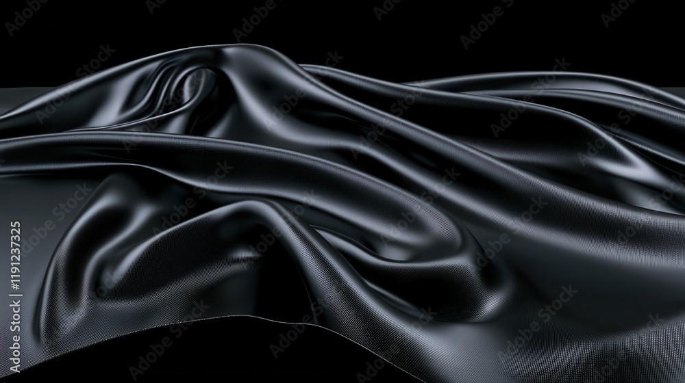 Obraz premium Smooth Black Fabric Texture with Elegant Drapery and Soft Light Reflection