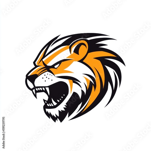 Wallpaper Mural Roaring Lion Head Logo Design, White Background, Mascot Torontodigital.ca