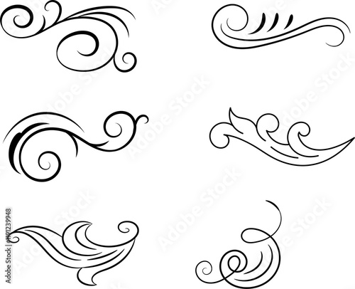 Set of decorative elements.Vector illustration. Black on white.