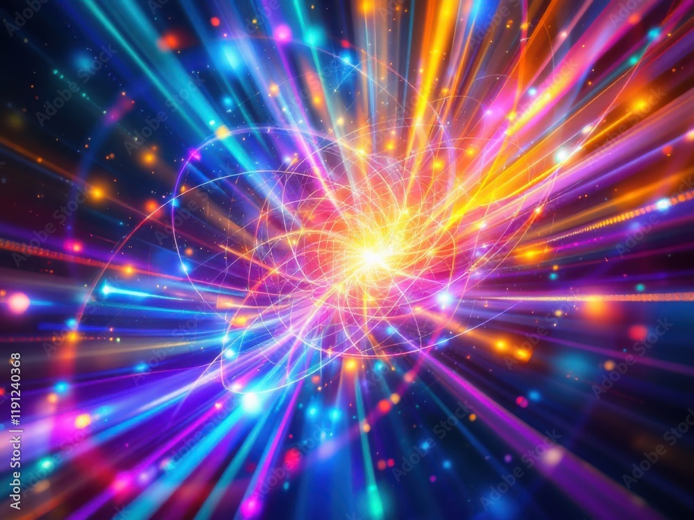Fototapeta premium Vibrant Cosmic Explosion with Radiant Light Beams