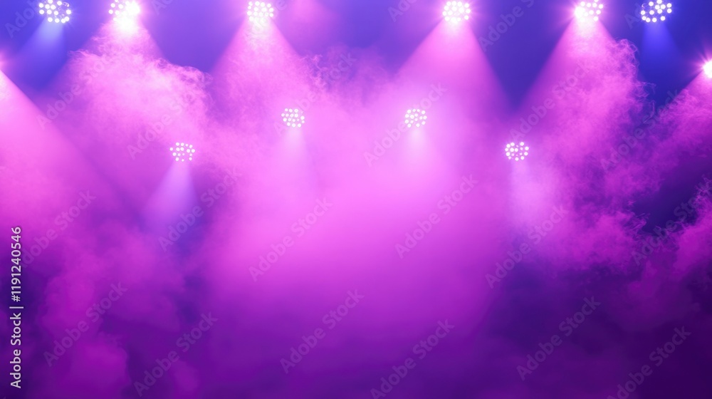 Fototapeta premium Purple Stage Lighting With Smoke Effect