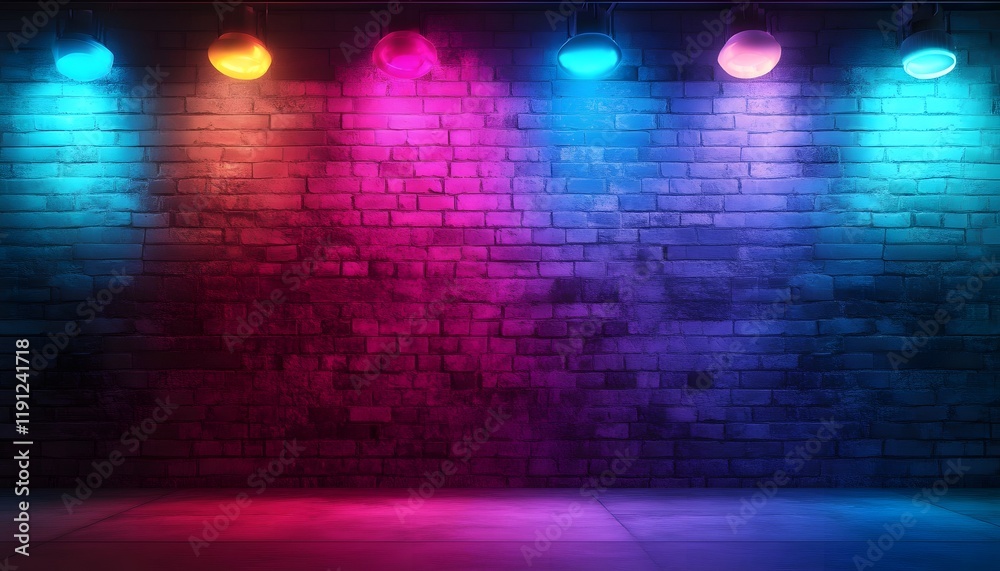 Neon wall texture background colorful spot light, Generative Ai Neon wall texture background colorful spot light, Generative Ai