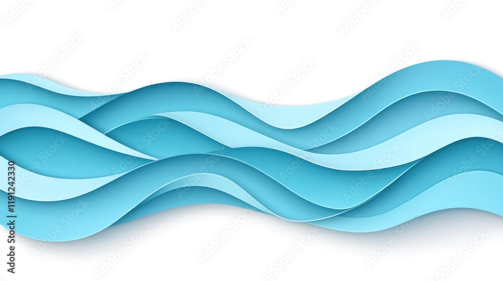 Naklejka premium Abstract ocean waves paper cut design, white background, website banner