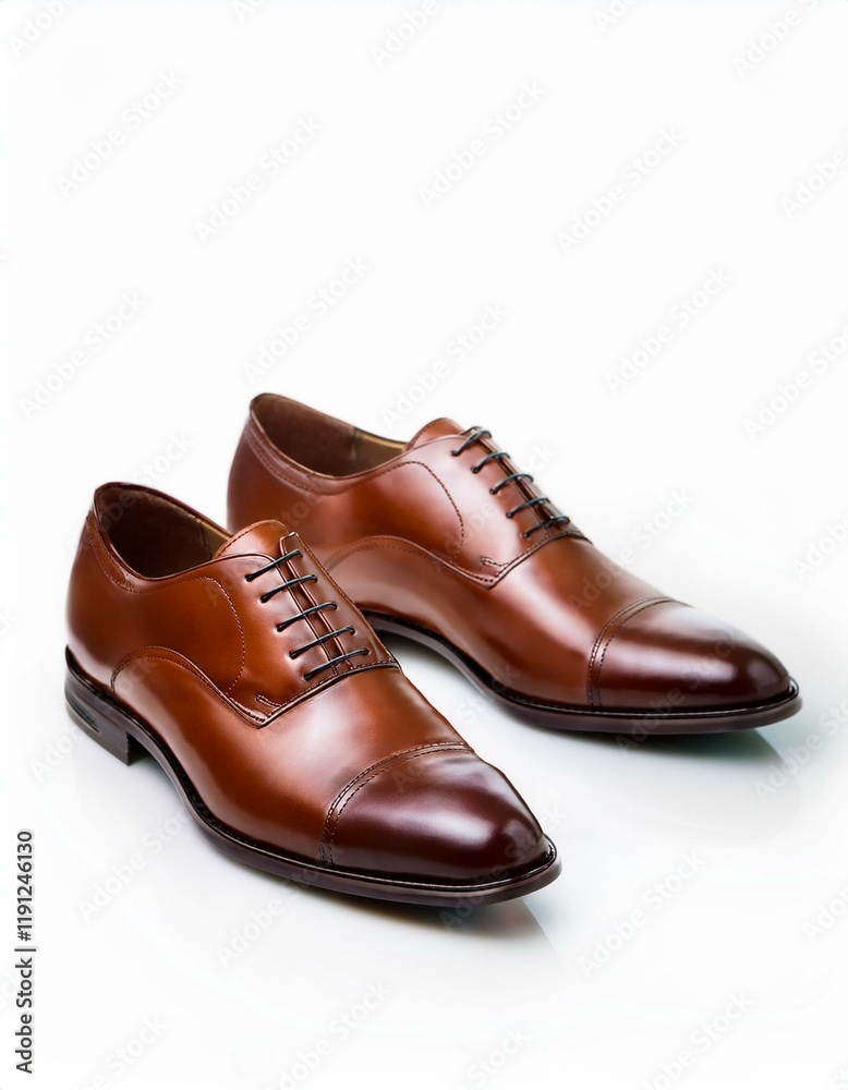 Classic brown leather oxford shoes. Polished to perfection. Elegant footwear. Classic brown leather oxford shoes. Polished to perfection. Elegant footwear.