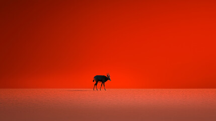 Crédence de cuisine Rouge Oryx antelope strides gracefully across the expansive red landscape of the Namib Desert during sunrise  © Pixel World Vision 