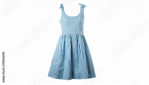 Adorable blue gingham sundress with knotted straps. Perfect summer style! photo