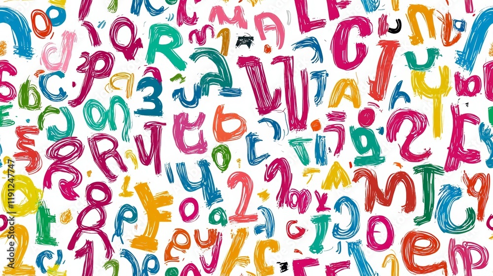 Colorful Sketches of Letters and Numbers in Vibrant Styles Colorful Sketches of Letters and Numbers in Vibrant Styles