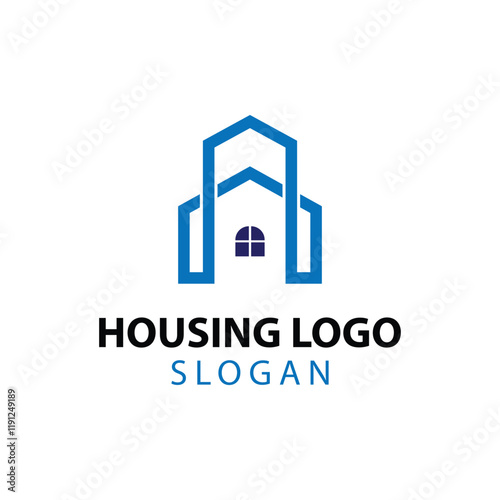 Housing company logo, Construcktion logo, Build house logo with line art simple and elegant. Creative real estate logo and business card template.