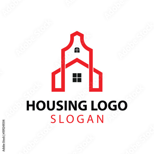 Housing company logo, Construcktion logo, Build house logo with line art simple and elegant. Creative real estate logo and business card template.