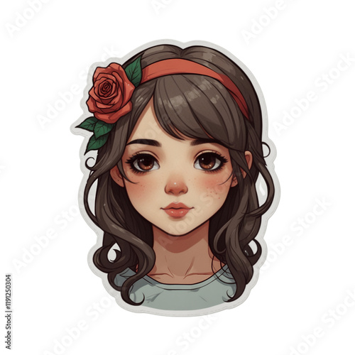 Cute girl with rose flower