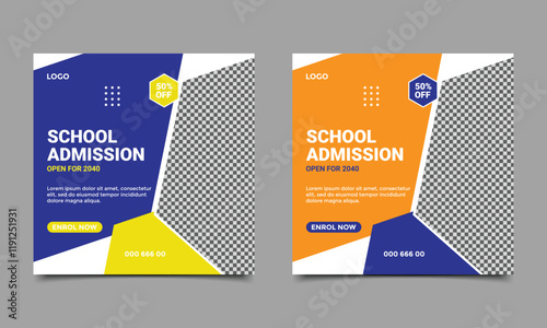 School admission social media post banner.
