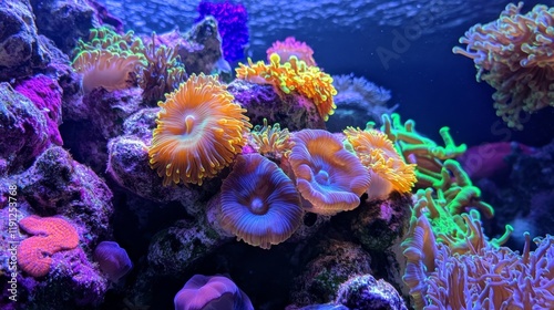 Vibrant Coral Reef Aquarium Display photo