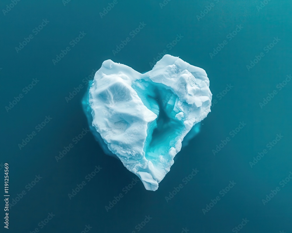 Fototapeta premium Abstract Earthshaped iceberg dissolving into the ocean, symbolizing the melting polar regions, impactful art