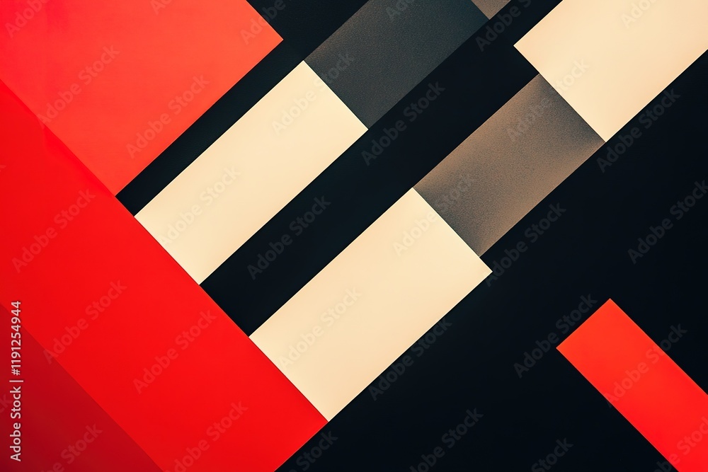 Fototapeta premium Abstract geometric design with red, black, and beige