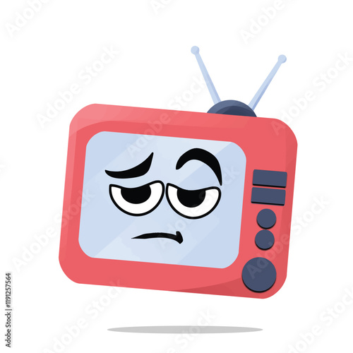 tired television mascot vector illustrations. fun and playful concept. hobby, interest, creative, entertainment, film, movie, industry and cinema themes