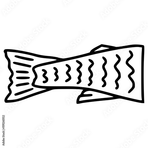 half body fish hand drawn outline illustration