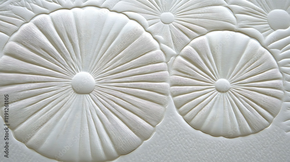 Obraz premium Embossed Floral Design White Paneling Wall Art