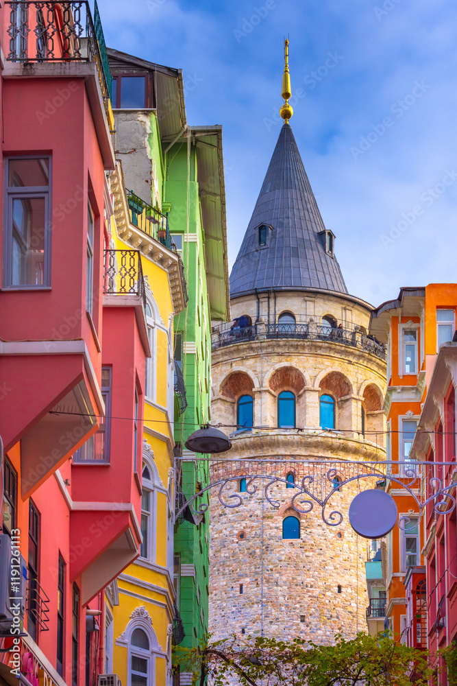 View of the Galata Tower and the Karaköy district, Istanbul, Turkey