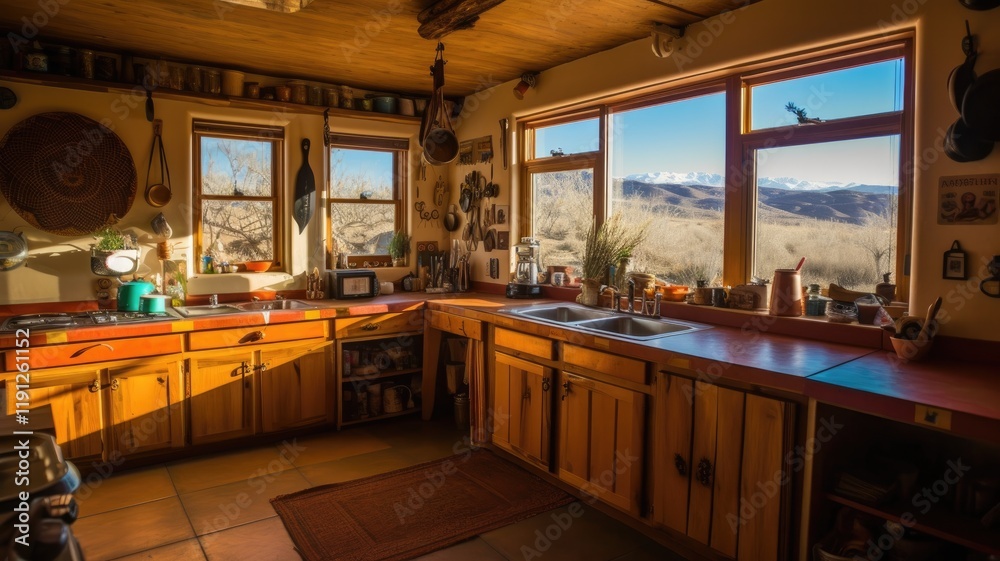 authentically designed kitchen with wooden furniture authentically designed kitchen with wooden furniture