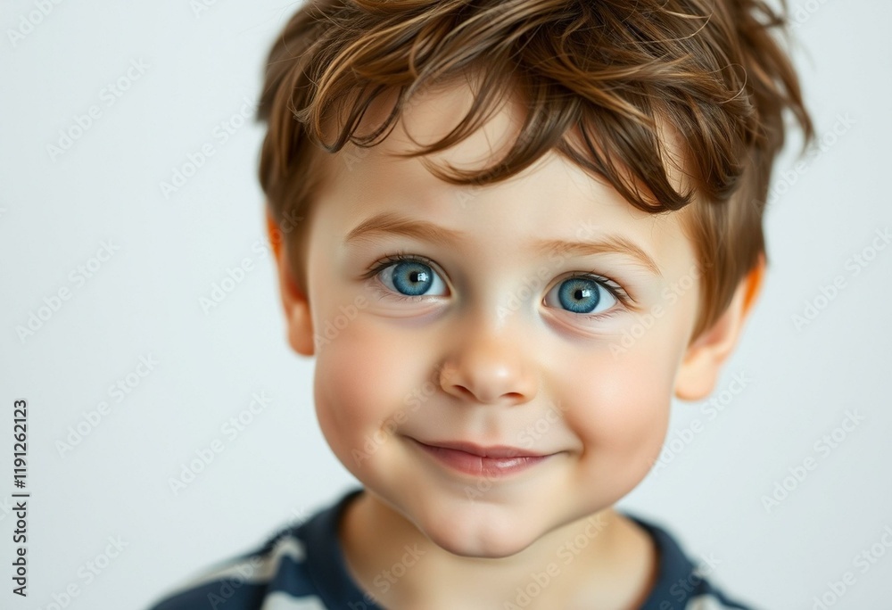 Portrait of a 3-year-old male toddler with bright blue eyes and a gentle smile Portrait of a 3-year-old male toddler with bright blue eyes and a gentle smile