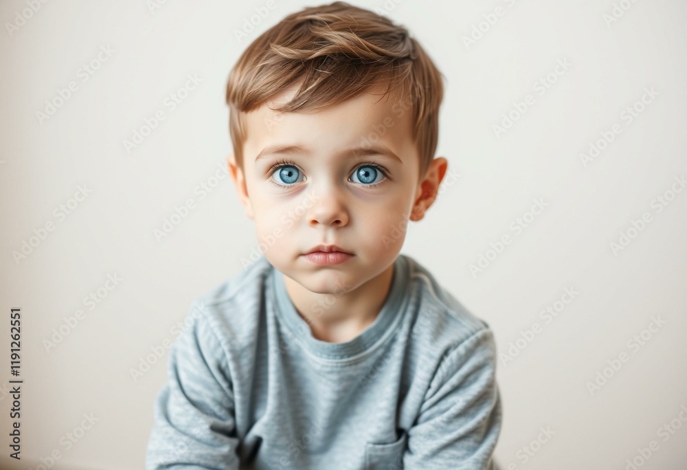 Portrait of a 6-year-old boy with brown hair and blue eyes Portrait of a 6-year-old boy with brown hair and blue eyes