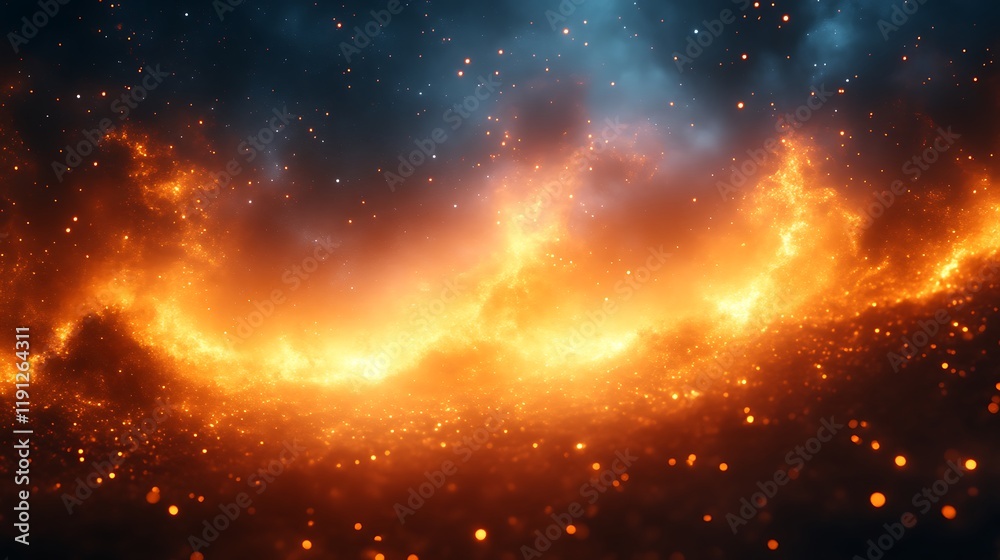 Fiery Nebula Cosmic Dust And Glowing Embers Fiery Nebula Cosmic Dust And Glowing Embers