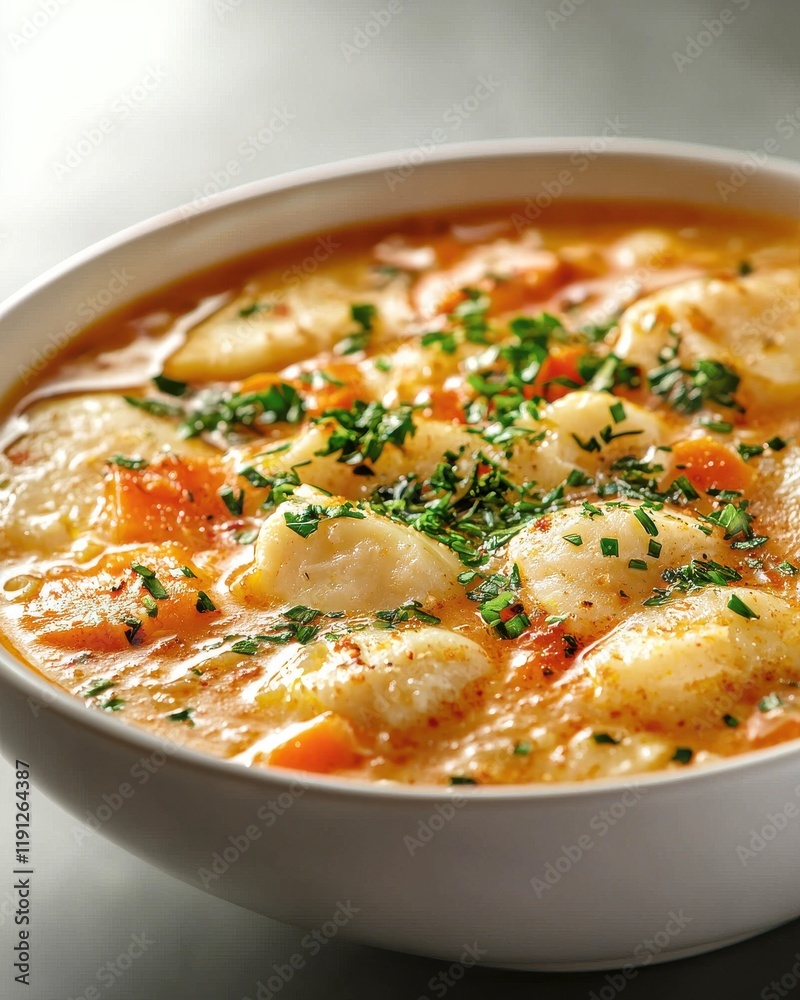 Hearty vegetable soup bowl isolated on white background food culinary art high angle view comfort food