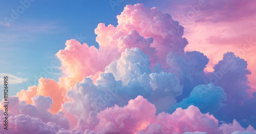 Obraz na płótnie Pastel Cloud Background, Cotton Candy Clouds, Rainbow Cloud Background, Cloud Background w salonie