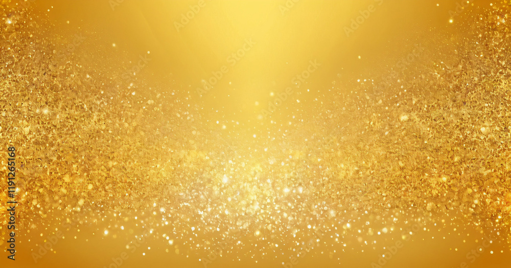 Realistic vector golden background. Shiny gold horizontal backdrop. Glittering background. Shining luxury banner template. Shimmer backdrop