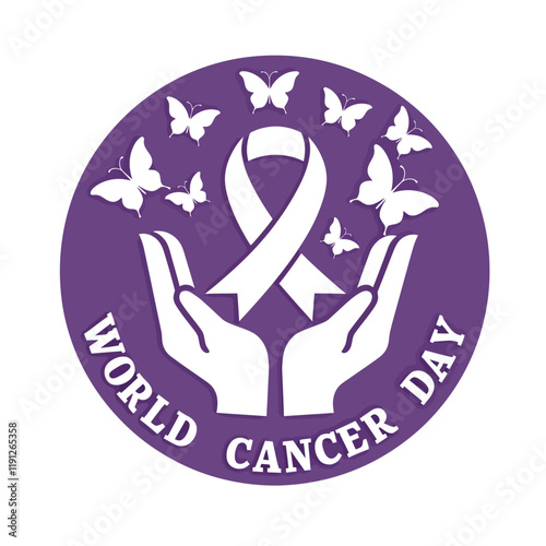 Vector ribbon banner for world cancer day