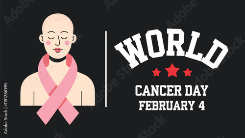 Vector ribbon banner for world cancer day