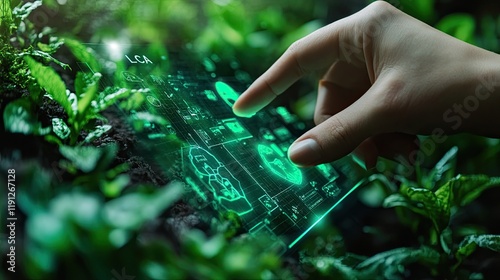 Life Cycle Assessment (LCA) concept: Interface displays 