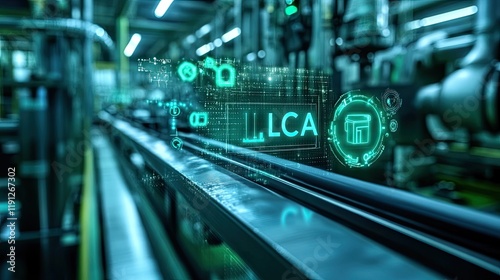 Life Cycle Assessment (LCA) concept: Interface displays 