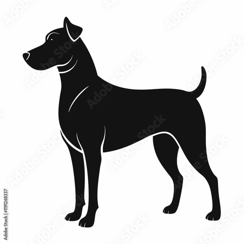 Black dog silhouette isolated on white background. Side view dog logo icon template. Vector illustration.