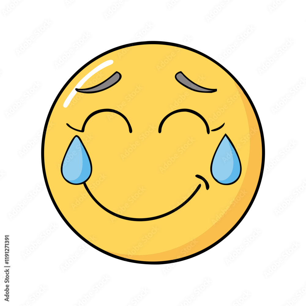Fototapeta premium smiling face with a tear emotional balance icon, smiling face with a tear emotional balance vector