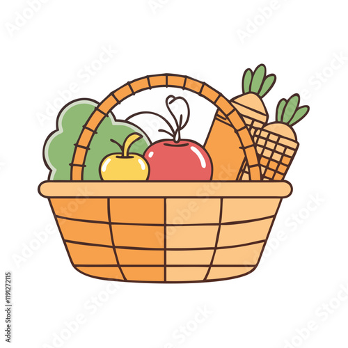 basket of mixed vegetables vector icon, basket of mixed vegetables vector illustration - simple illustration of basket of mixed vegetables, perfect for logos and iconsbasket of mixed vegetables photo