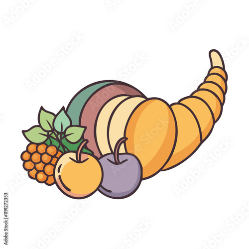 cornucopia horn of plenty vector icon, cornucopia horn of plenty vector illustration - simple illustration of cornucopia horn of plenty, perfect for logos and iconscornucopia horn of plenty