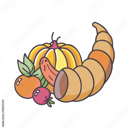 cornucopia horn of plenty vector icon, cornucopia horn of plenty vector illustration - simple illustration of cornucopia horn of plenty, perfect for logos and iconscornucopia horn of plenty